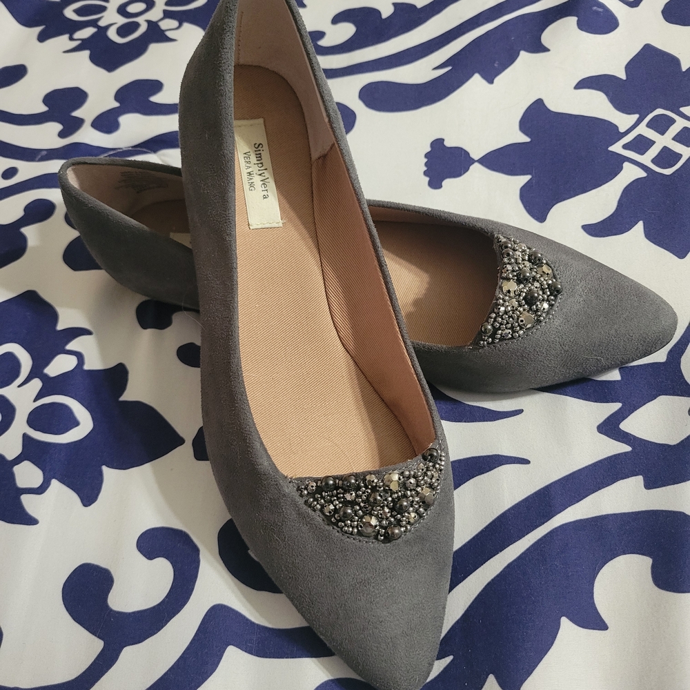Simple Charcoal Embellished Women's Flats